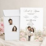 Pastel Çiçekli Karikatür Davetiye