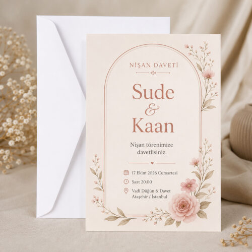 Gül Kurusu Nişan Davetiyesi