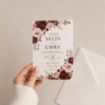 Zarif Kırmızı Gül Davetiye